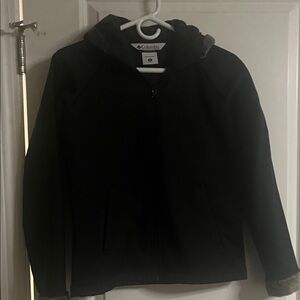 Columbia Black Hooded Jacket with Faux-Fur Trim